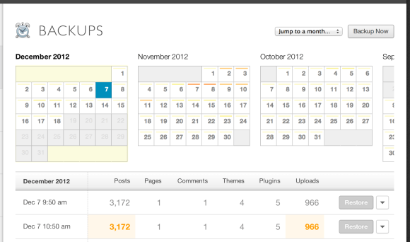Browse Backups by Date